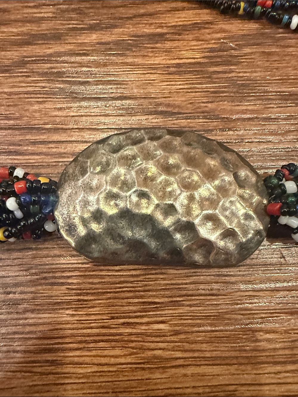 Chico's Black Multicolor Seed-Bead Twisted Necklace with Hammered Accent - Picture 5 of 7